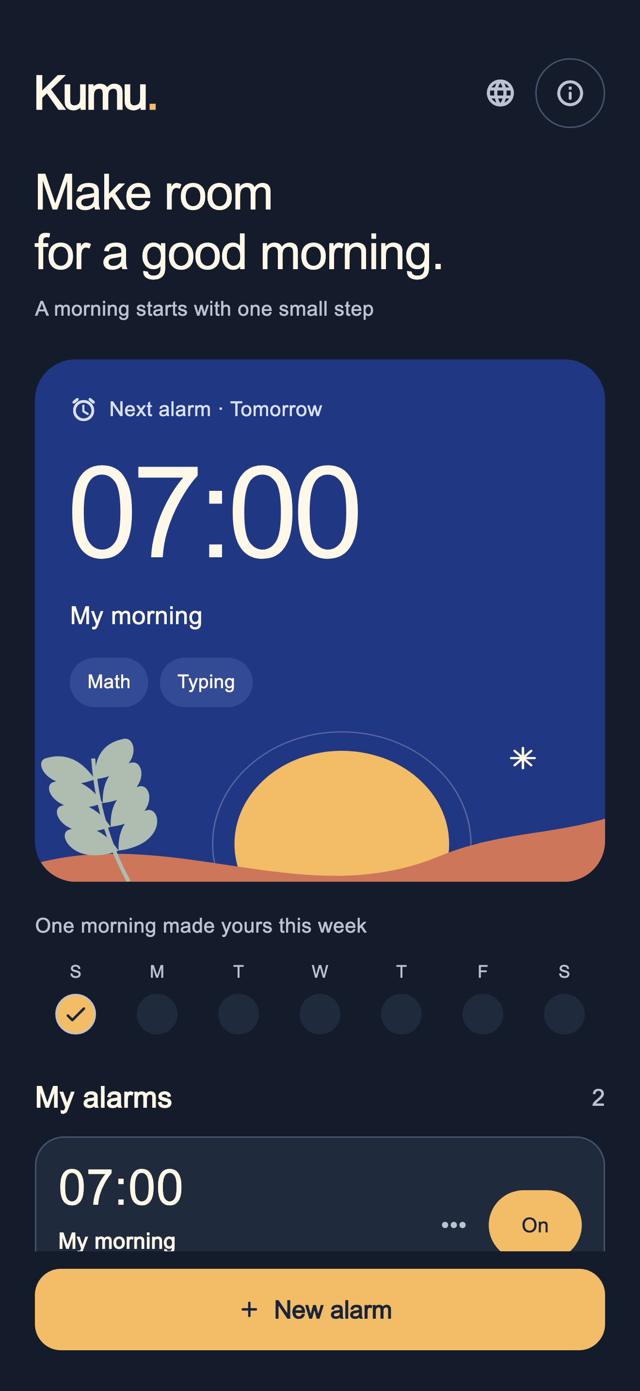 Kumu. home screen in English